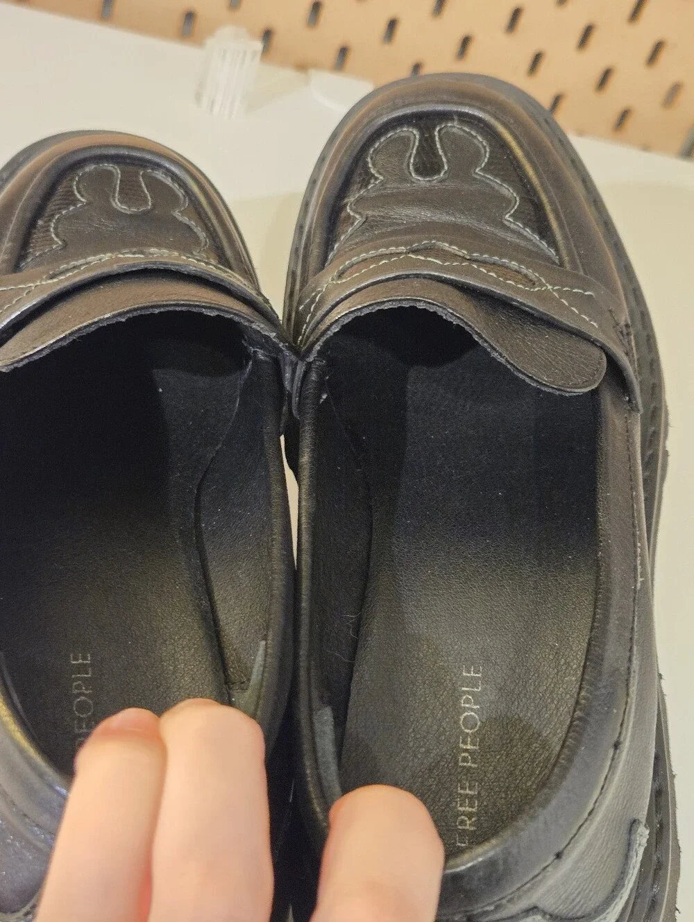 Free People Black Leather Chunky Penny Loafers